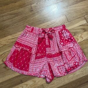 Pink bandana print shorts